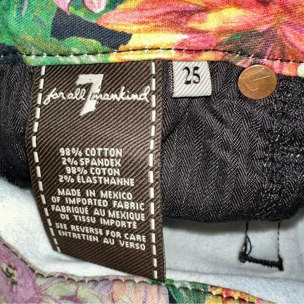 7 For All Mankind Floral Gwenevere Skinny Jeans Size 25